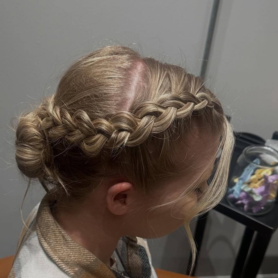 Braided crown updo for an event